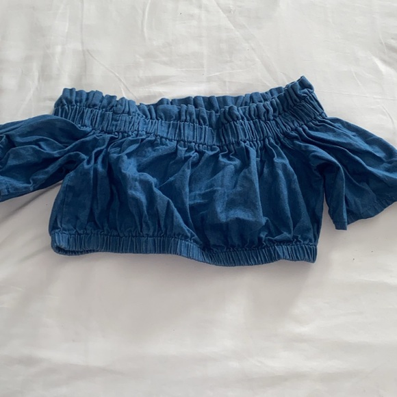 2pc Denim Crop Top and Wide Leg Pants - Picture 4 of 6